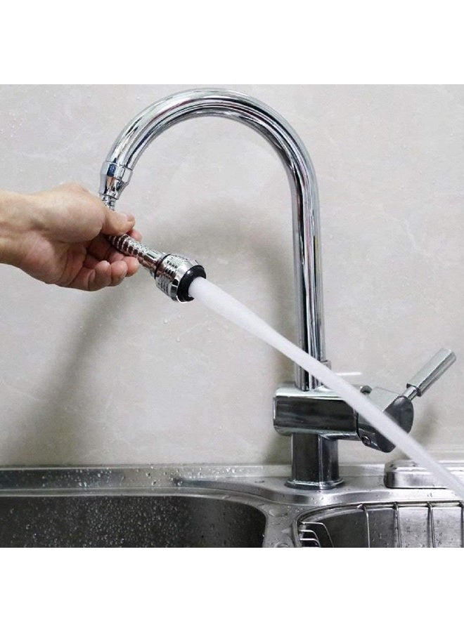 خرطوم رشاش للحوض برأس دوار مثبت بالصنبور من دون استخدام اليدين فضي - Image 3